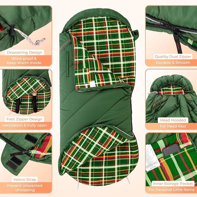 KingCamp Sleeping Bag for Adults, Cold Weather & Warm Extra Wide Big & Tall XL - Image 6