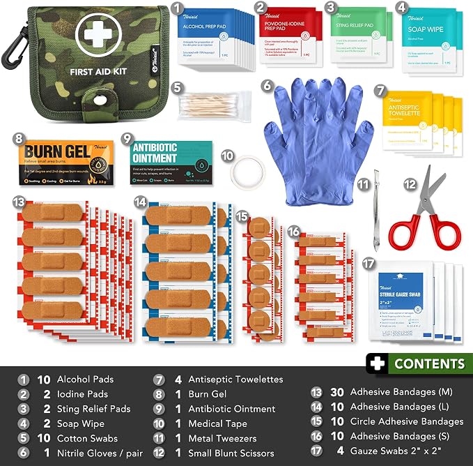 Small First Aid Kit, 100 Pieces Water-Resistant Well Organzied Pouch - Image 3
