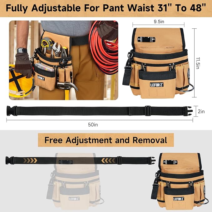 Tool Belt, Magnetic Tool Pouch, 14-Pockets Tool Belts - Image 2