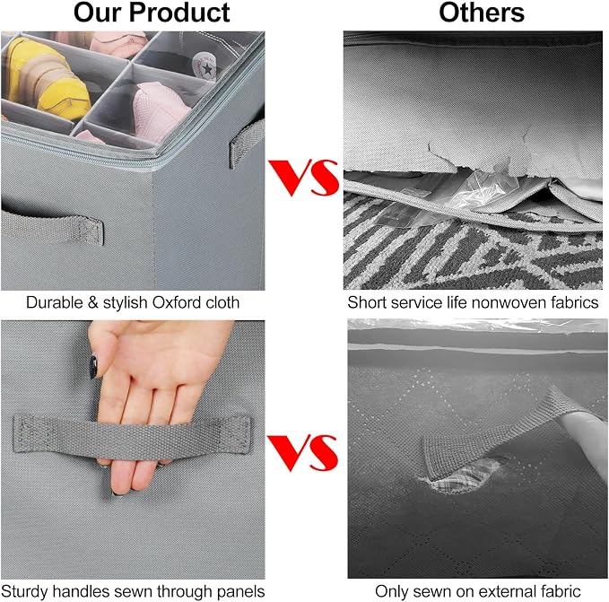 Shoe Organizer for Closet 2 Pack, Foldable Shoe Box - Image 3