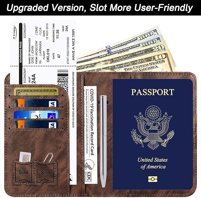 Passport Holder Cover Wallet Travel Essentials Leather Rfid Blocking Case - Image 2