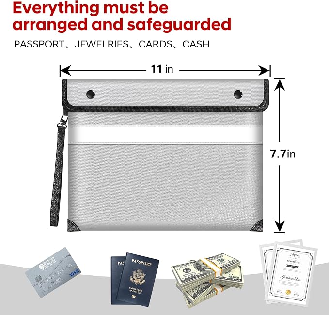 Fireproof Money Bag for Cash, Fireproof Document Bag 5200°F Heat Insulated - Image 5