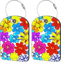 2 Pack Cute Luggage Tag for Suitcases Beautiful Bright Flowers Leather Luggage by iapodiad