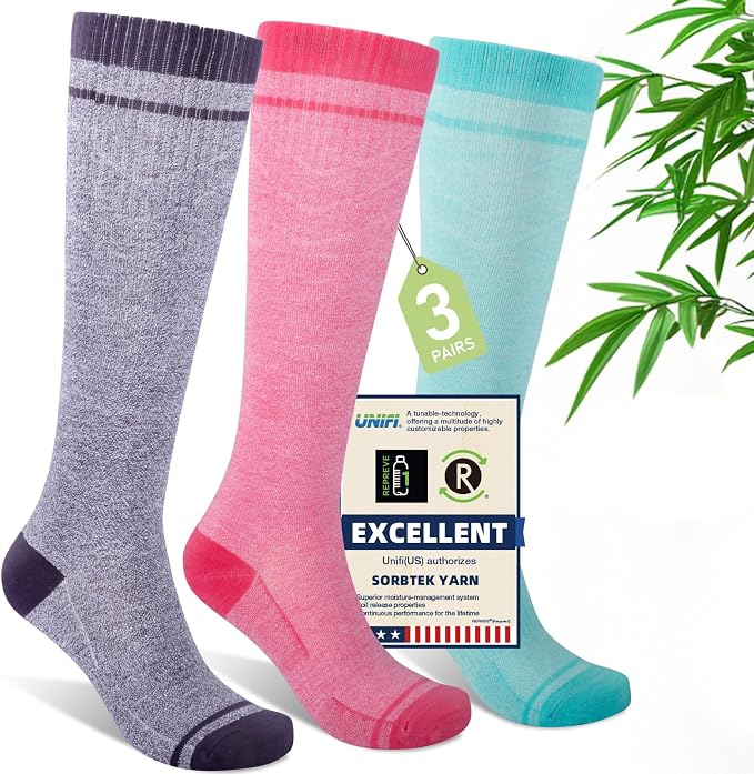 Mens Compression Socks for Men Women, 15-20 mmHg Bamboo Viscose Knee High Soft by Unknown