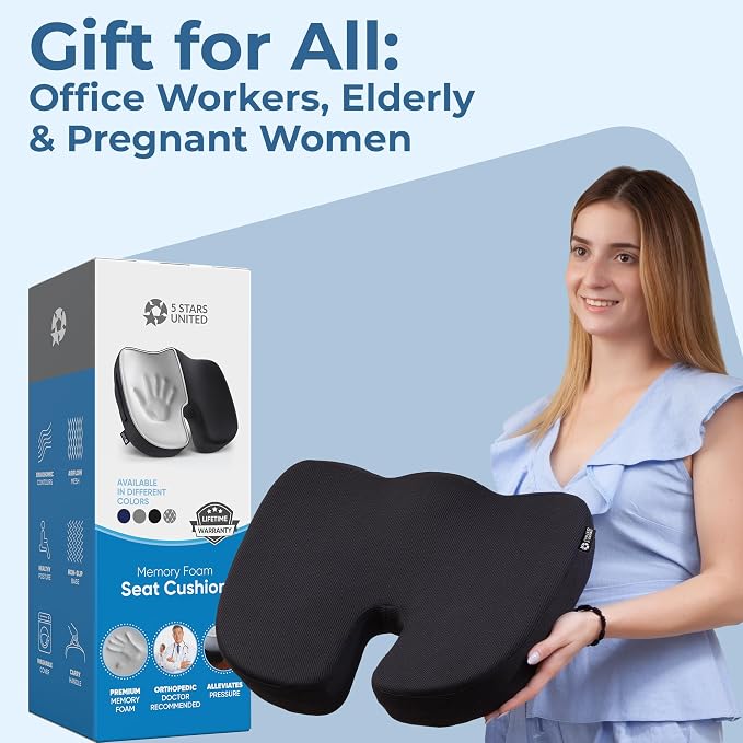 5 STARS UNITED Seat Cushion for Tailbone Pain Relief – Large Memory Foam - Image 8