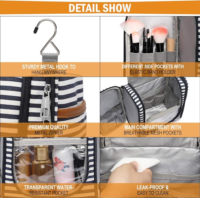 Hanging Travel Toiletry Bag, Large Capacity Cosmetic Travel Toiletry Organizer - Image 6