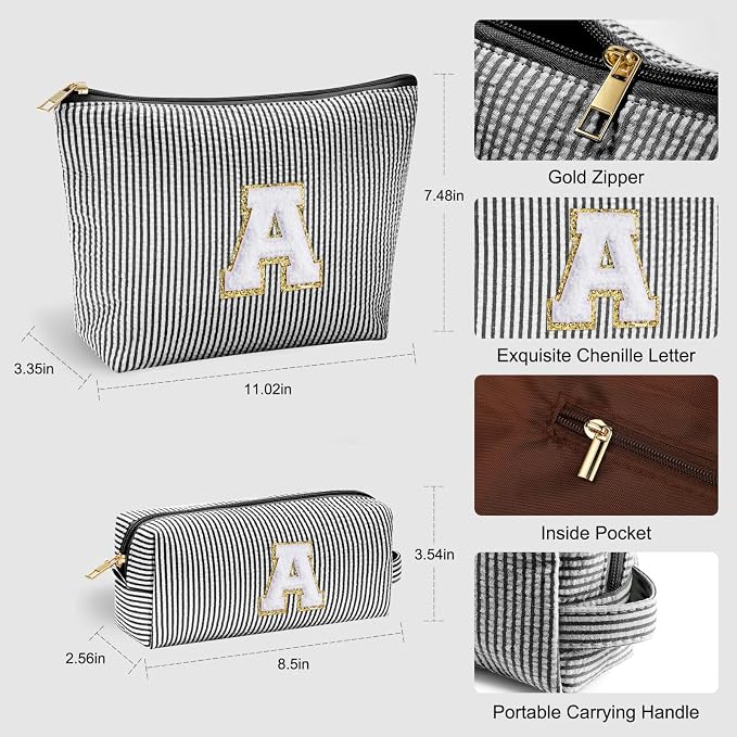 YOOLIFE Initial Makeup Bag for Women, Travel Cosmetic Bag - Image 4