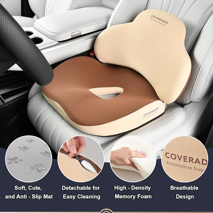 Coverado Car Seat Cushion and Lumbar Support Pillow, Memory Foam Ergonomic Back - Image 5