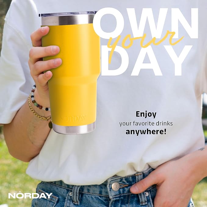 NORDAY | Tumbler with Lid - 30oz - Yellow Insulated Tumbler - Stainless Steel - Image 5