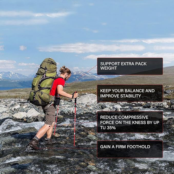 BISINNA Collapsible Trekking Hiking Poles- 2 Pack Folding Aluminum Walking - Image 2