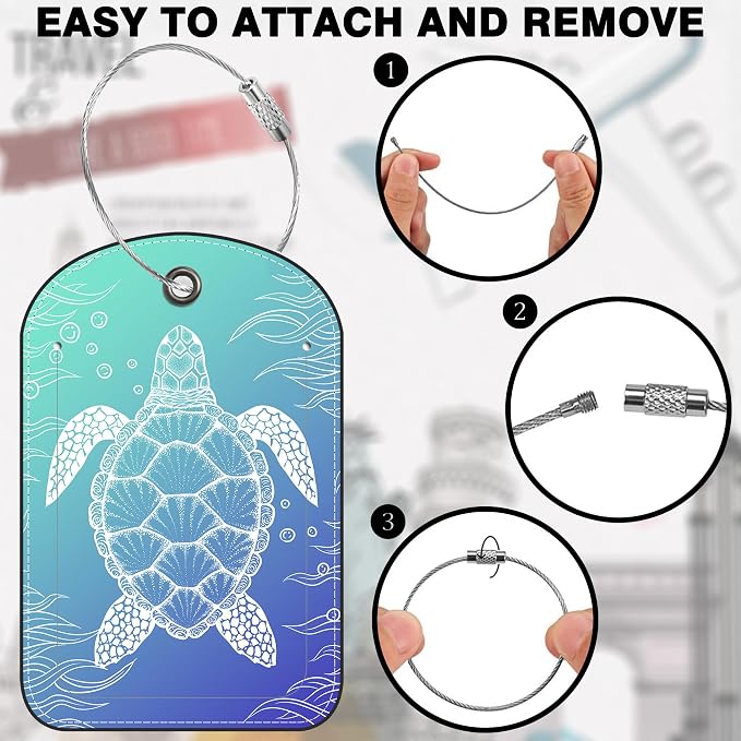 2 Pack Luggage Tag for Suitcase Turtle Leather Suitcase Tags - Image 4
