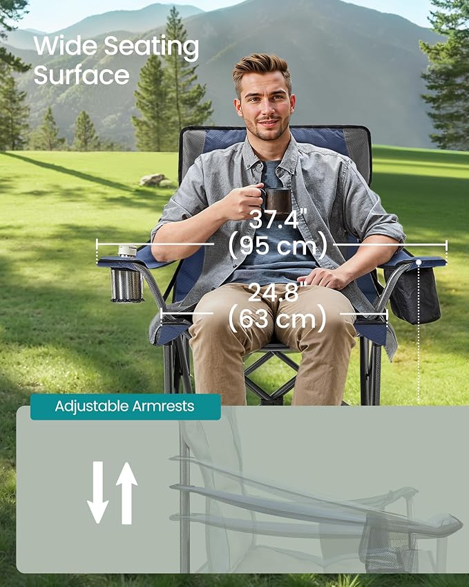 SONGMICS Oversized Lumbar Support Camping Chair, Heavy-Duty Outdoor Folding - Image 4
