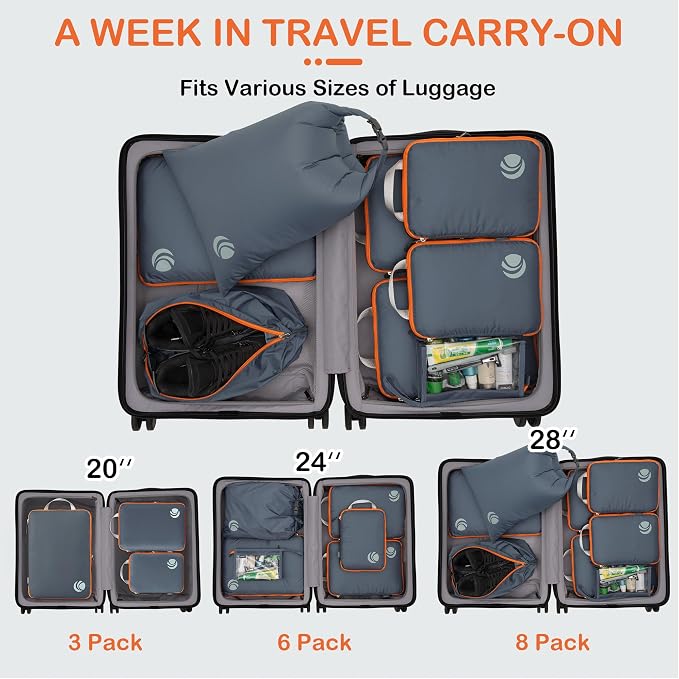 Cipway Compression Packing Cubes, Lightweight Travel Luggage Organizers - Image 7