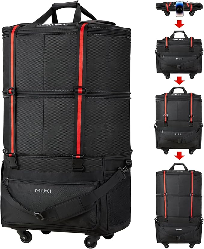 mixi Travel Bag with Wheels Expandable Foldable Luggage Bag Collapsible Rolling by MIXI