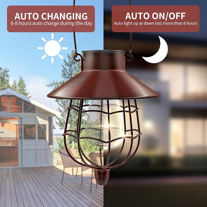 2 Pack Solar Lanterns Outdoor Waterproof Hanging Solar Lights - Image 4
