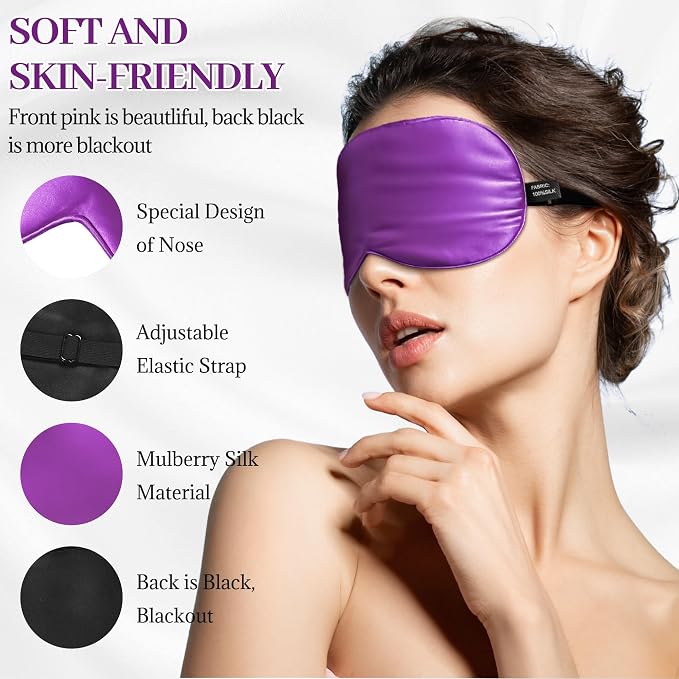 Silk Sleep Mask Eye Cover, 100% Mulberry Silk Women Men Eye Mask - Image 3