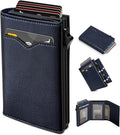 Wallet for Men, with Cash Pocket 2 ID Window 9-13 Cards, Metal Case Smart Slim by Miyozi