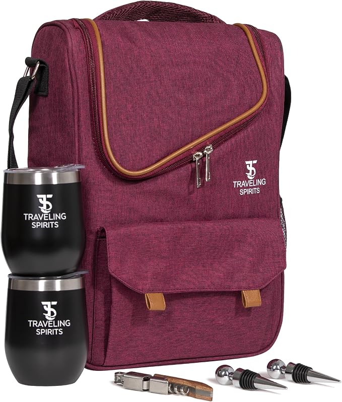 Insulated Red Wine Edition Carrier | 2-3 Bottle Travel Bag by Traveling+Spirits