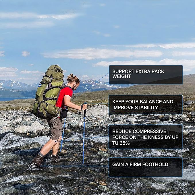 BISINNA Collapsible Trekking Hiking Poles- 2 Pack Folding Aluminum Walking - Image 2