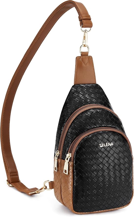Telena Small Sling Bag for Women Leather Crossbody Fanny Packs Chest Bag for by Telena