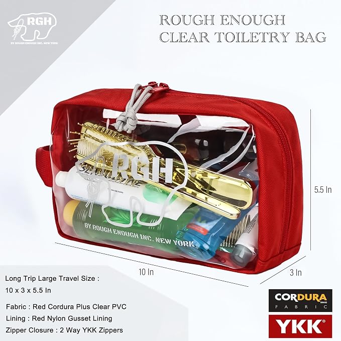 Rough Enough Clear Toiletry Bag Travel Cosmetic Makeup Toothbrush Case Pouch - Image 2