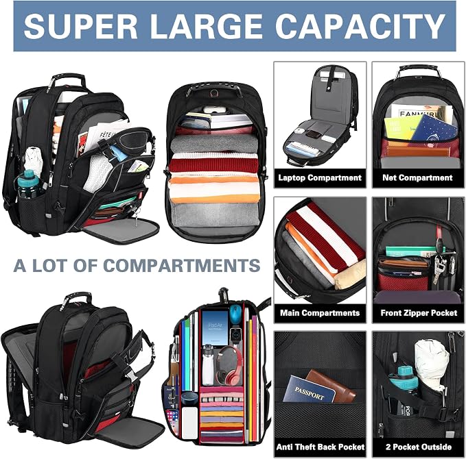 18.4 Laptop Backpack for Men, 60L Extra Large Gaming Laptops Backpack - Image 3