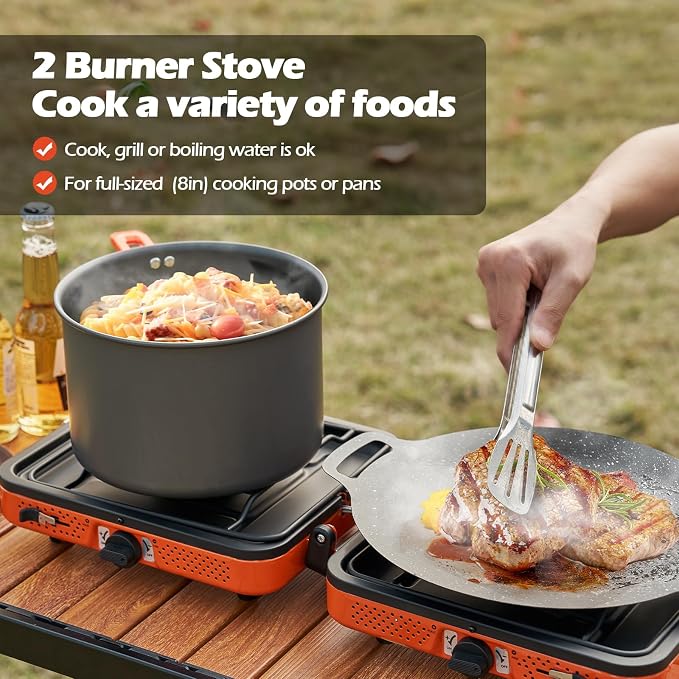 Odoland Portable 2 Burner Camping Stove Propane 17000 BTU/h Gas Stove - Image 5