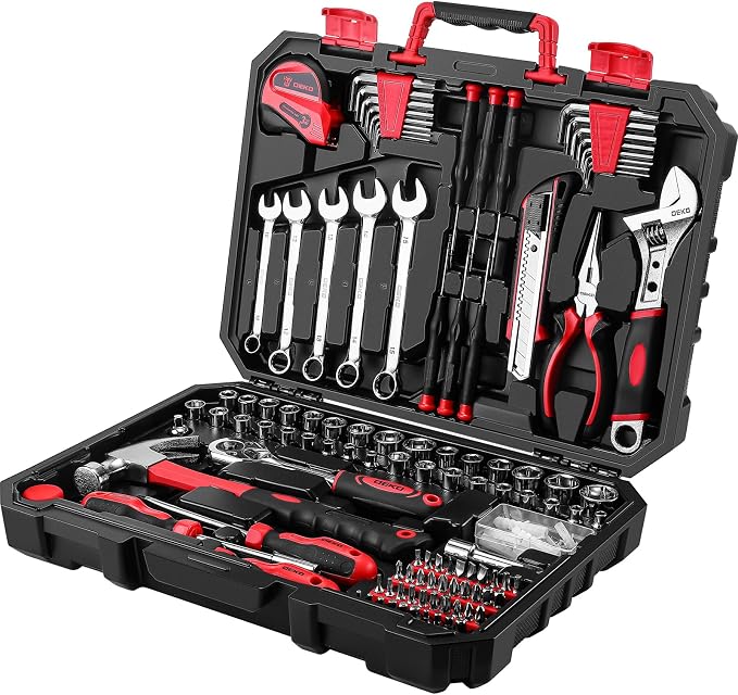 DEKOPRO Tool Set:158 Piece Home Tool Kit, Household Basic Repair Tool Set Comes by DEKOPRO