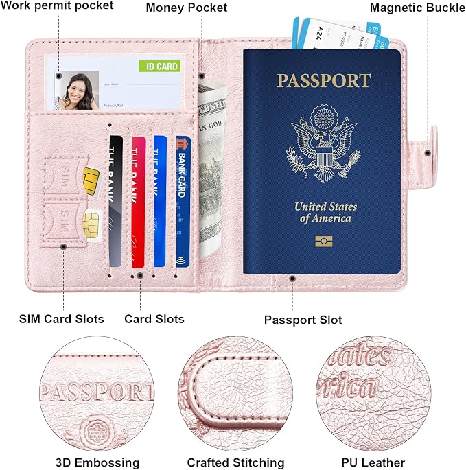 Herain Passport Holder for Travel Cruise Essentials, RFID Passports Book Card - Image 4