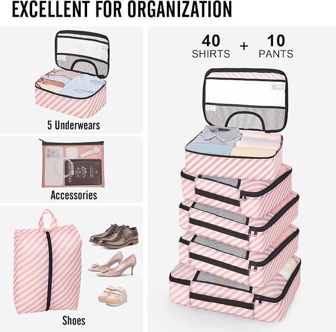 Veken 10 Set Packing Cubes for Travel Essential, Suitcase Organizer Bags in 4 - Image 5