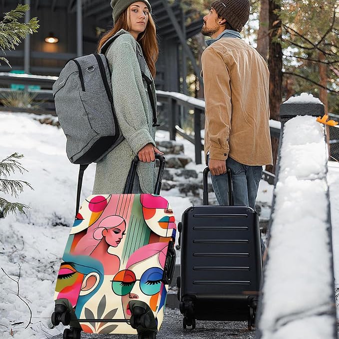 ANNA QUEEN Modern Art Fashion Luggage Cover, Stylish Abstract Woman Suitcase - Image 2