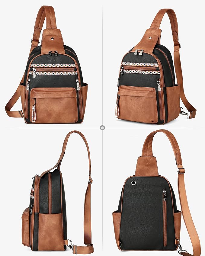 FADEON Large Sling Bag for Women, Leather Crossbody Purse Designer Anti Theft - Image 8