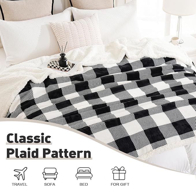 PU MEI Sherpa Fleece Throw Blanket 60" x 80" Reversible Plush Fluffy Large Big - Image 5