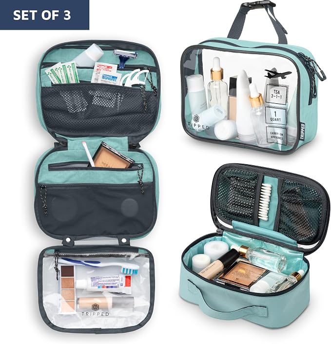 Toiletry Bag Kit Set: Hanging Travel Toiletry Bag + 311 TSA Cosmetic Liquid Bag - Image 2