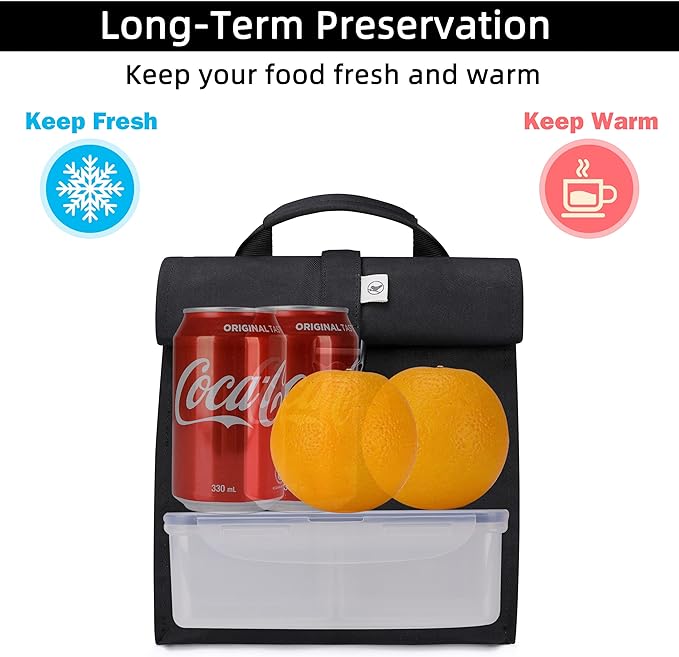 SUNNY BIRD Insulated Lunch Bag Rolltop Lunch Box - Image 2