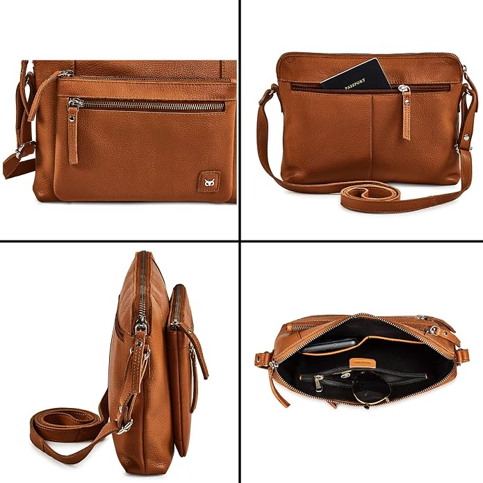 Wise Owl Accessories Small Soft Pebbled Real Leather Crossbody Handbags Purses - Image 6