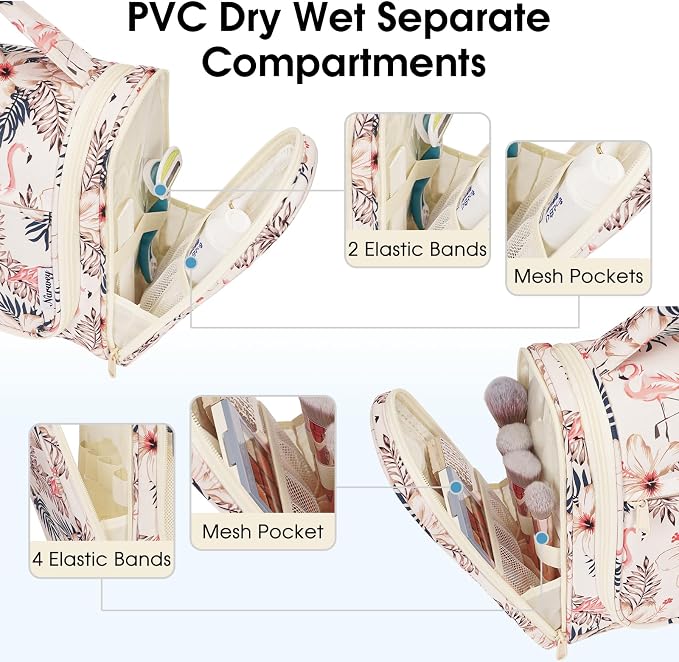 Narwey Hanging Toiletry Bag for Women Travel Makeup Bag Organizer Toiletries - Image 3