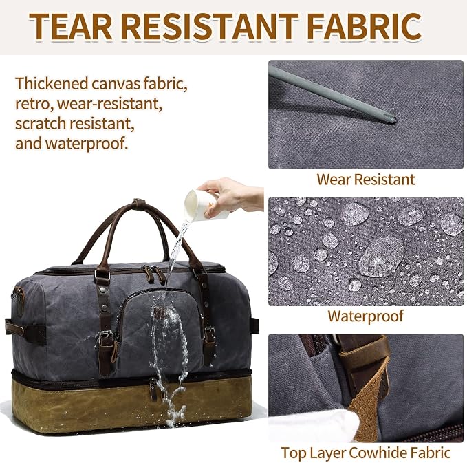 Nerlion Weekender Bag with Shoe Compartment Large Overnight Bag - Image 8