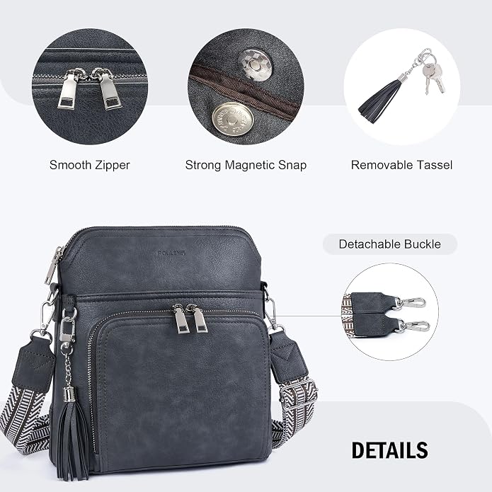 Crossbody Purse for Women, Lightweight Medium Crossbody Bag Soft Leather - Image 6