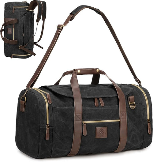 60L Duffle Bag for Men, Nomad Waxed Canvas Travel Duffel Bag Vintage Genuine by DensataTravelBag