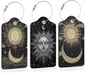 Vintage Boho Sun and Moon 3 PCS Luggage Tags, Leather Suitcase Tags by Losthll
