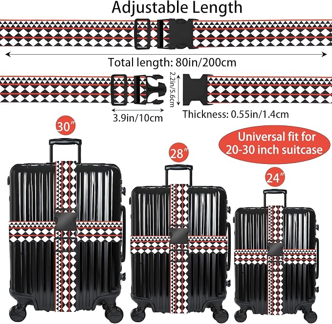 Geometric Arts Luggage Straps for Suitcases, Adjustable Luggage Travel Belt to - Image 2