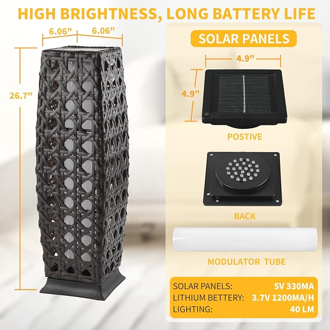 Solar Floor Lamp, Outdoor Floor Lamp Lanterns Outdoor Waterproof, Solar Powered - Image 6