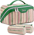 Travel Makeup Bag for Women: Large Capacity Open Flat Make up Bag Set of 3 by BOYATU