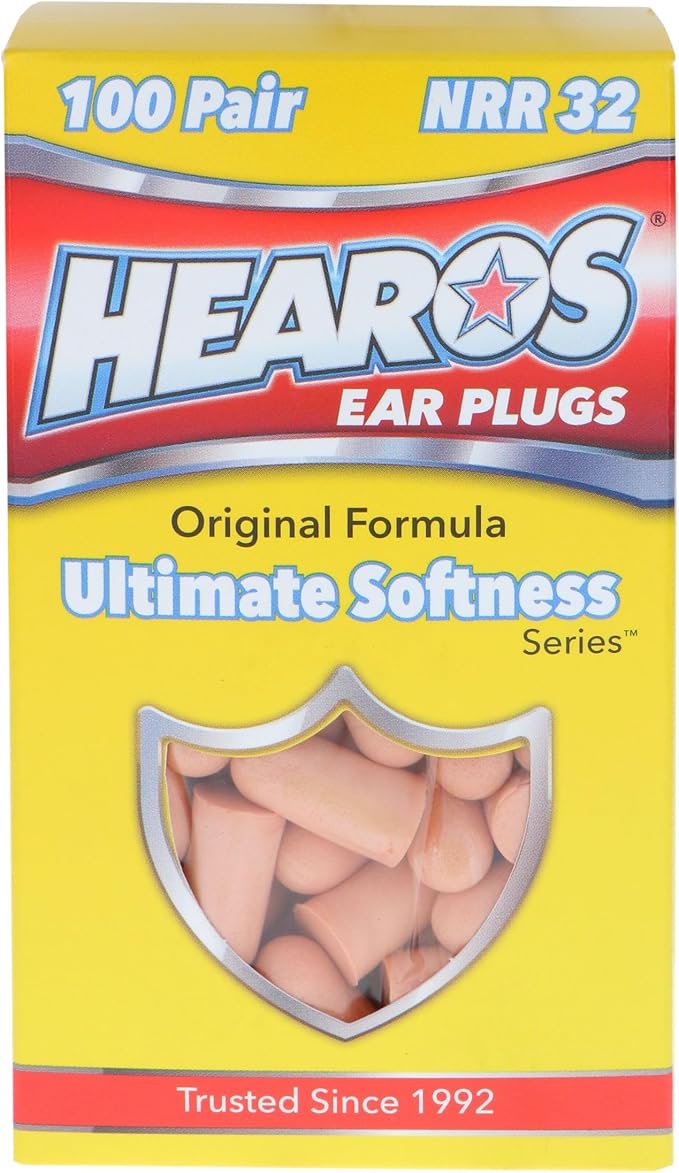 HEAROS Ultimate Softness Foam Disposable Earplugs, NRR 32, 100 Pair, PU Foam by Hearos