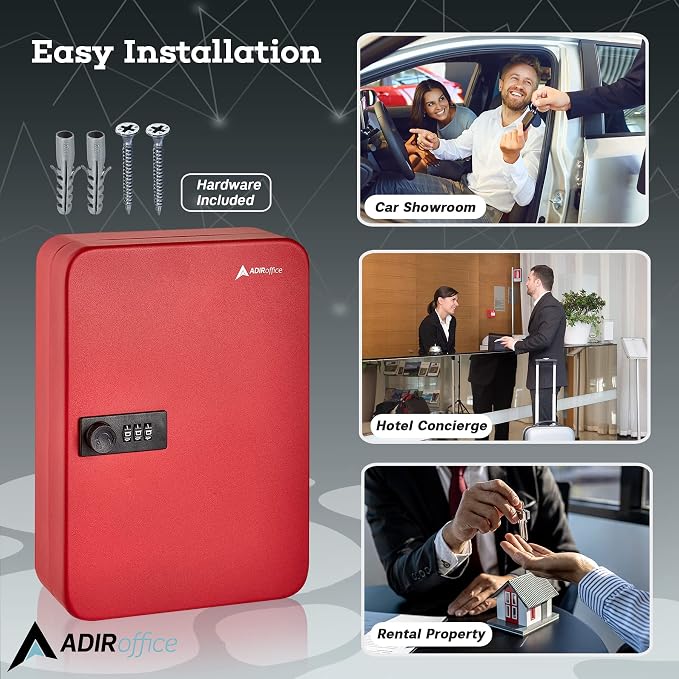 AdirOffice Key Lock Box – 48 Key Hooks Wall Mounted Key Cabinet Lock Box - Image 6