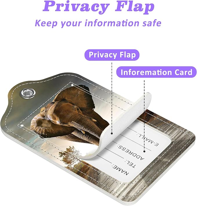 2 Pack Luggage Tags for Suitcase Elephant Walking - Image 3