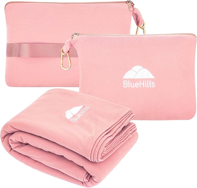 BlueHills Travel Blanket Pillow Compact Lightweight Pocket Size Airplane by BlueHills