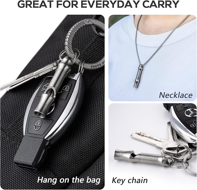 TISUR Titanium Emergency Whistle, EDC Safety Whistles Necklace Loud up to 120db - Image 7