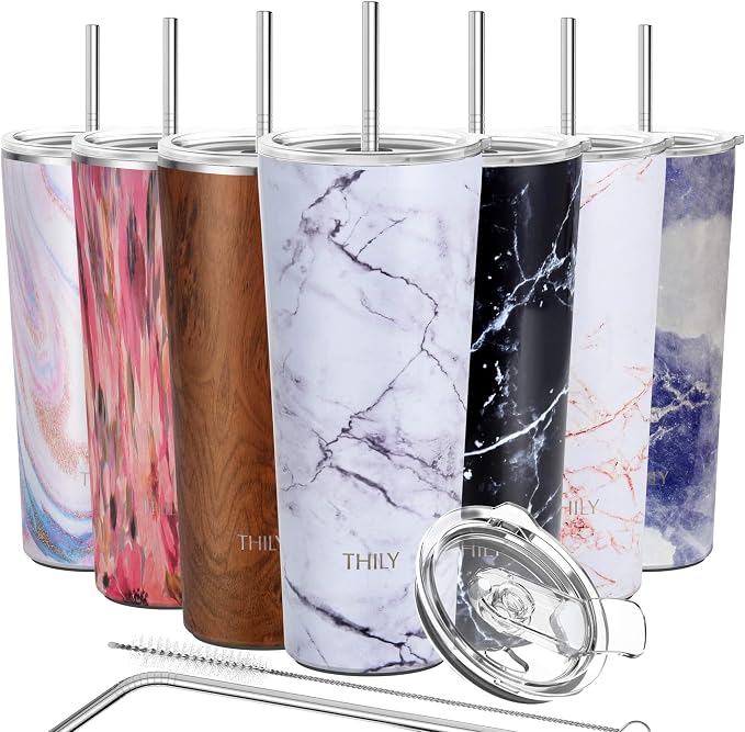 THILY Stainless Steel Vacuum Insulated Tumbler Travel Mug 26 oz Coffee Cup by THILY